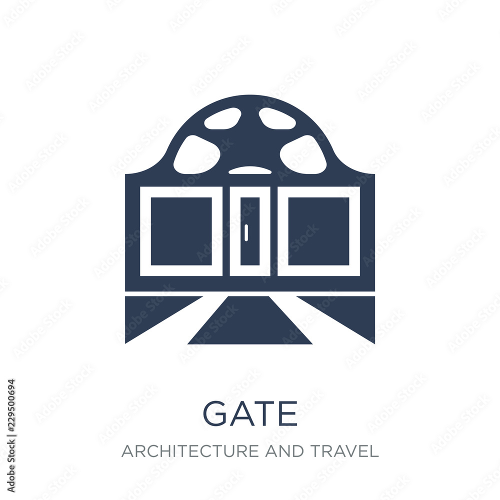 Poster gate icon. trendy flat vector gate icon on white background from architecture and travel collection