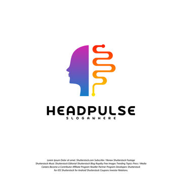 Head Pulse logo vector, Head intelligence logo designs concept vector
