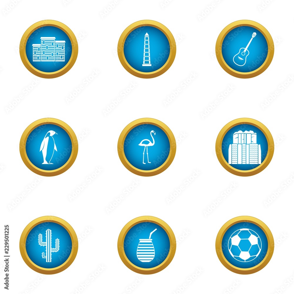 Aufkleber representative of continent icons set. flat set of 9 representative of continent vector icons for we