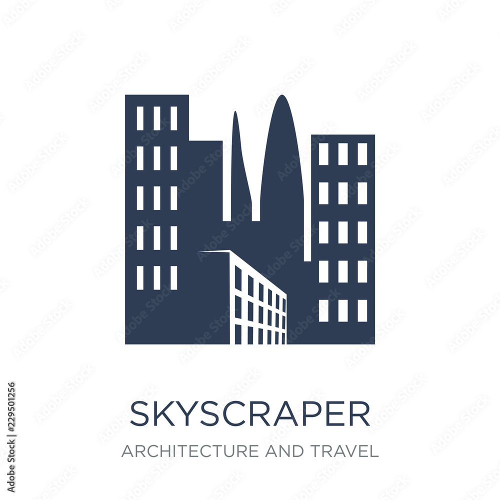 Poster skyscraper icon. trendy flat vector skyscraper icon on white background from architecture and travel