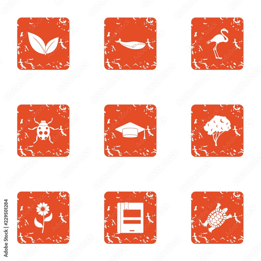 Poster zoological icons set. grunge set of 9 zoological vector icons for web isolated on white background