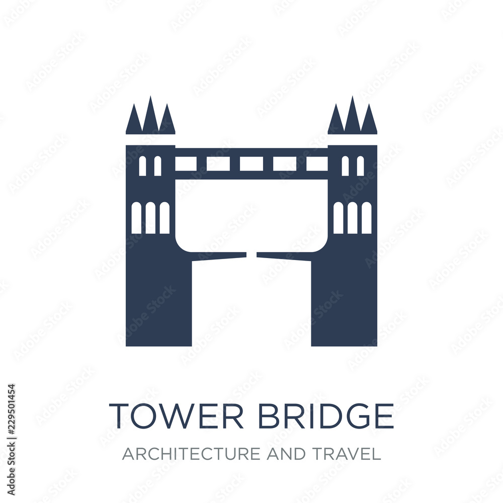 Poster tower bridge icon. trendy flat vector tower bridge icon on white background from architecture and tr