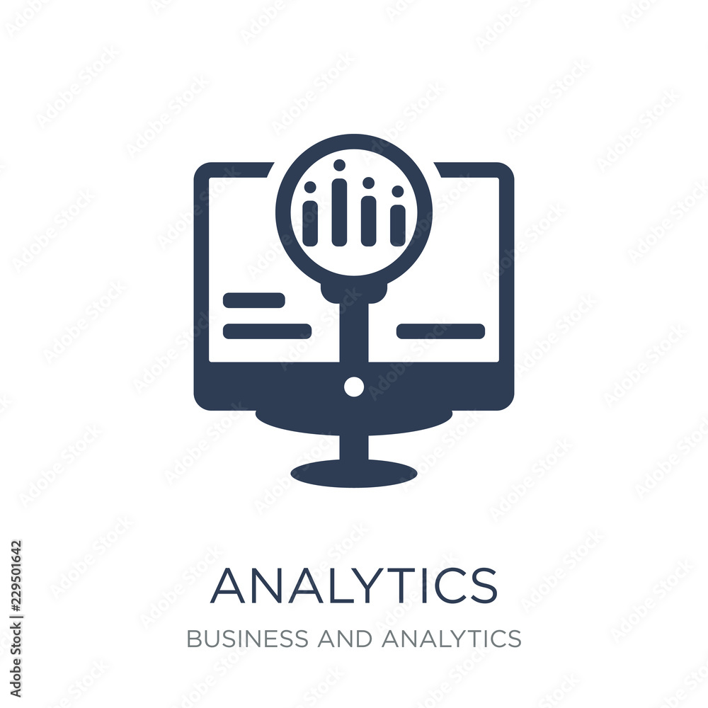 Poster analytics icon. trendy flat vector analytics icon on white background from business and analytics co