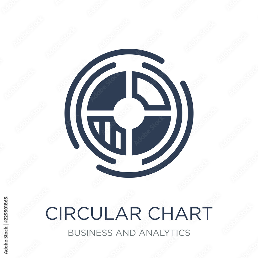Poster circular chart icon. trendy flat vector circular chart icon on white background from business and an