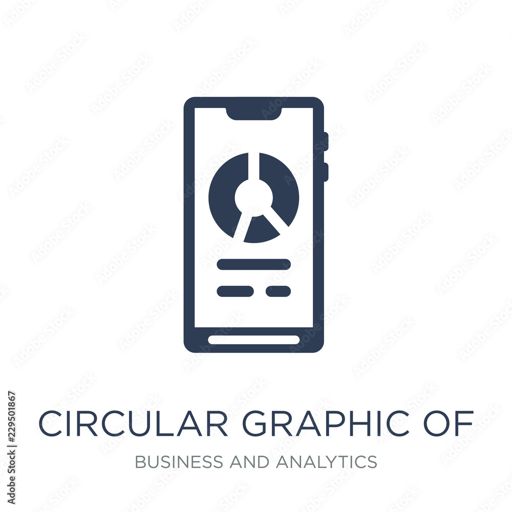Poster circular graphic of mobile icon. trendy flat vector circular graphic of mobile icon on white backgro