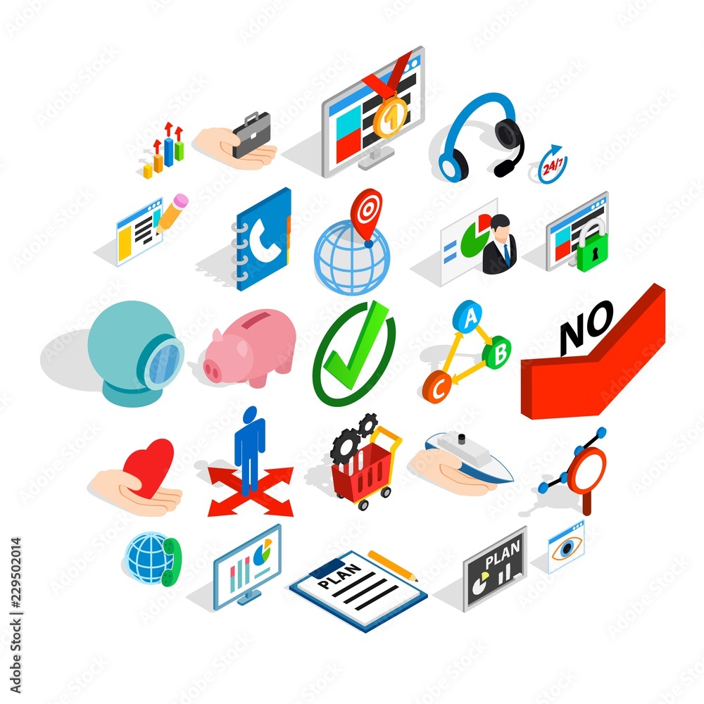 Poster manpower icons set. isometric set of 25 manpower vector icons for web isolated on white background