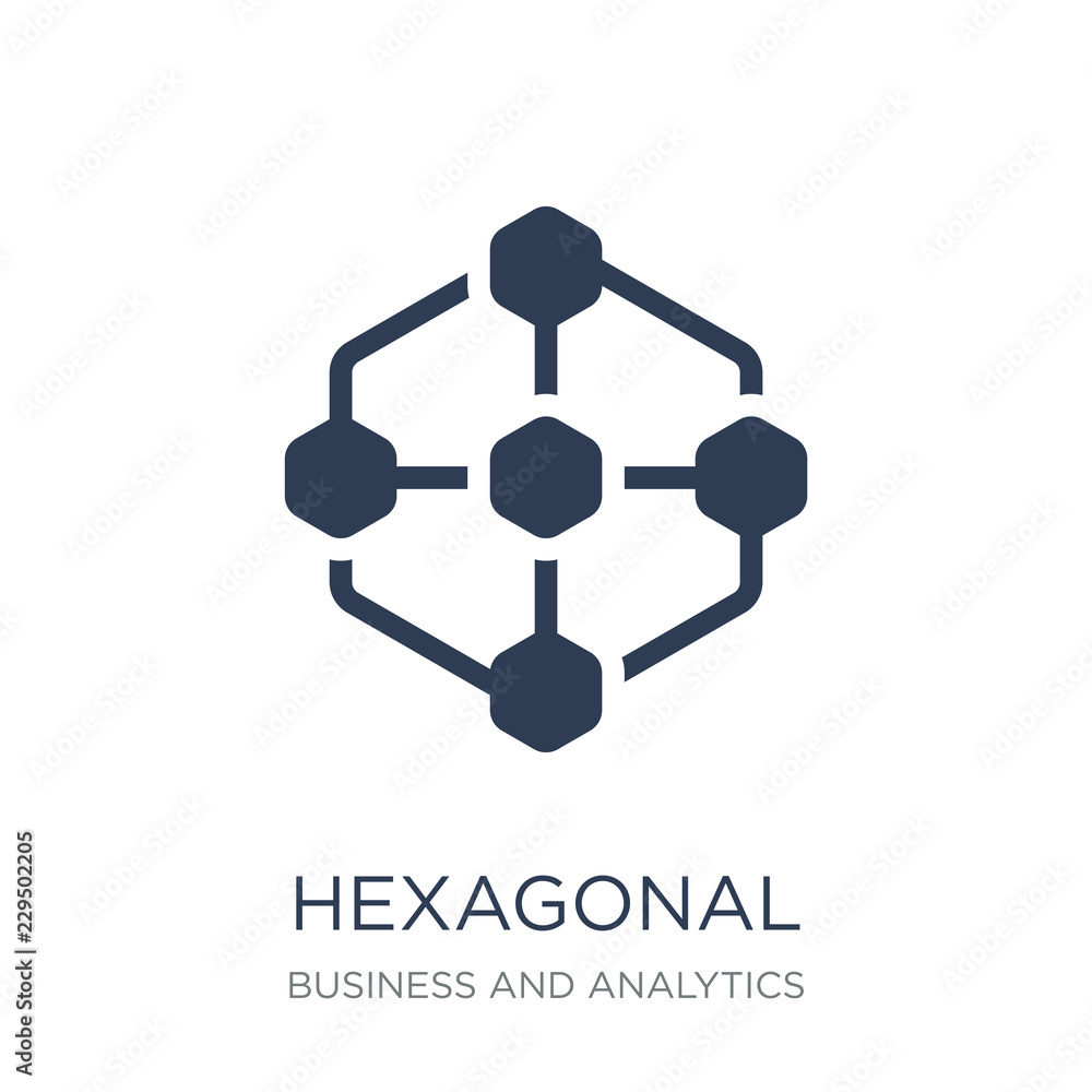 Poster hexagonal interconnections icon. trendy flat vector hexagonal interconnections icon on white backgro