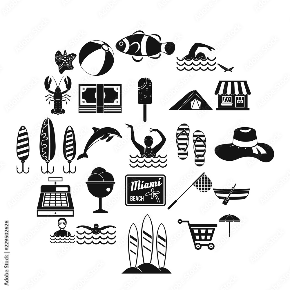 Poster water journey icons set. simple set of 25 water journey vector icons for web isolated on white backg