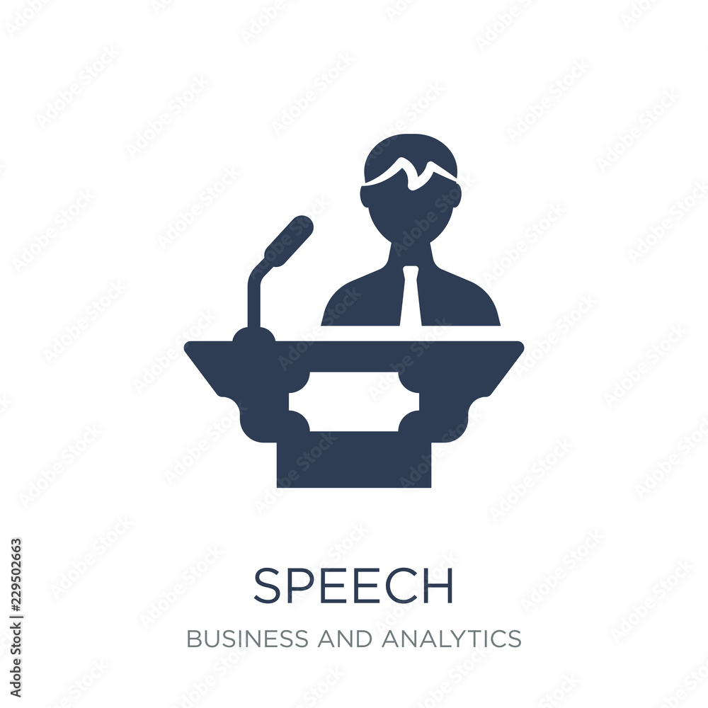 Poster speech icon. trendy flat vector speech icon on white background from business and analytics collecti