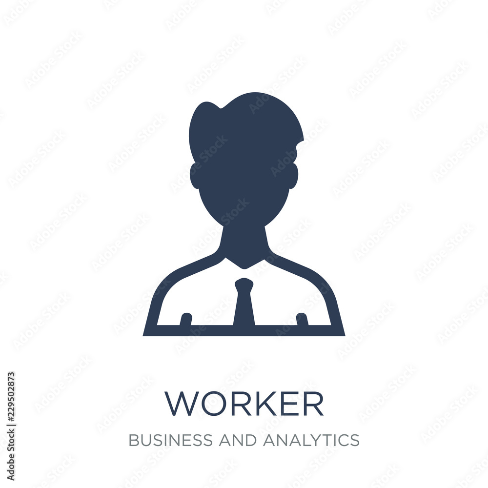 Poster worker icon. trendy flat vector worker icon on white background from business and analytics collecti