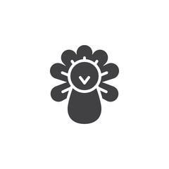 Turkey bird vector icon. filled flat sign for mobile concept and web design. Thanksgiving holiday simple solid icon. Symbol, logo illustration. Pixel perfect vector graphics