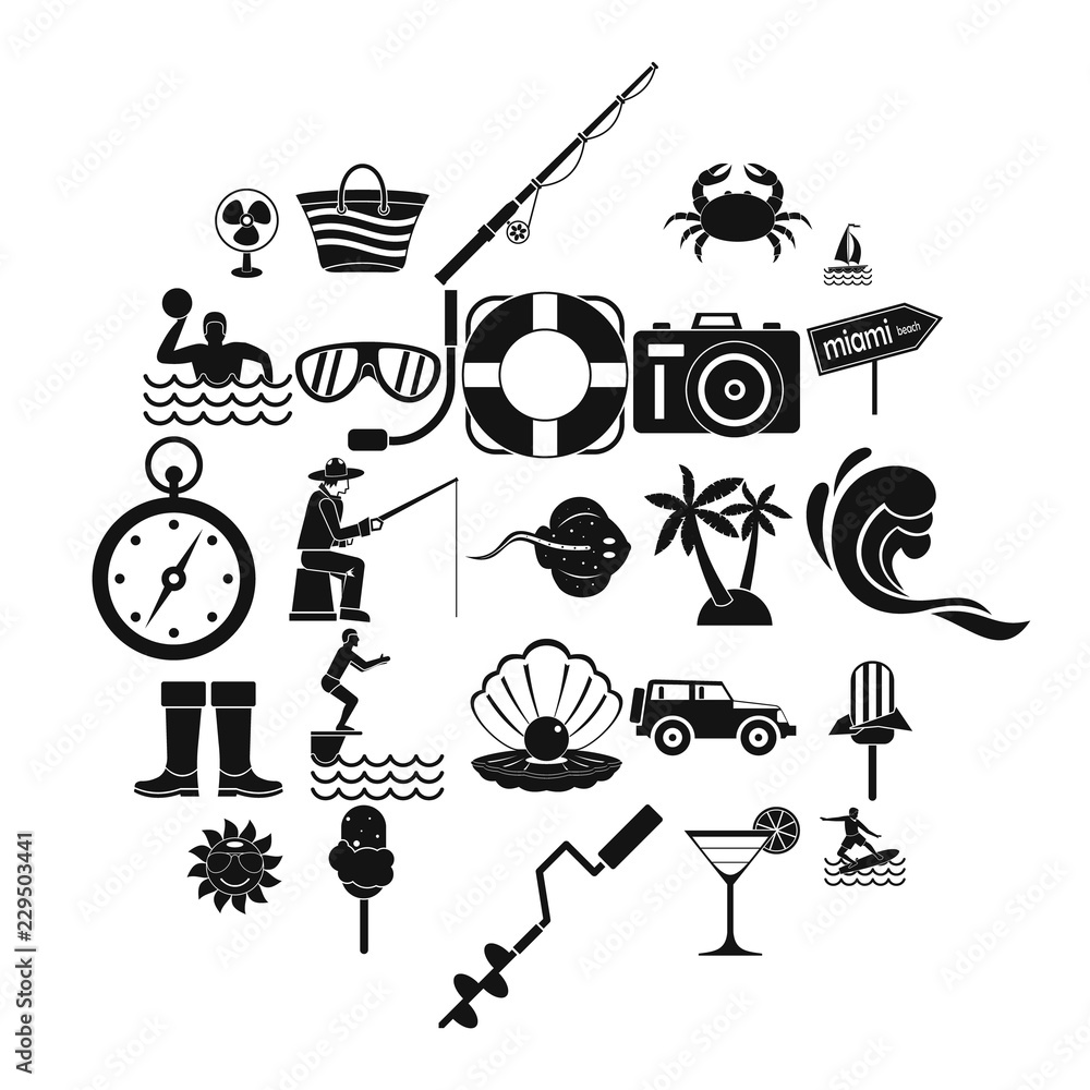 Poster azure coast icons set. simple set of 25 azure coast vector icons for web isolated on white backgroun