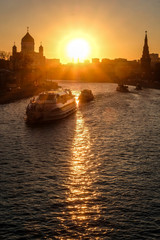 Moscow, Russia - October, 22, 2018: Moscow Kremlin at sunset