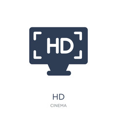 Hd icon. Trendy flat vector Hd icon on white background from Cinema collection