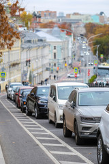 Moscow, Russia - October, 6, 2018: cars on a car parking in Moscow, Russia