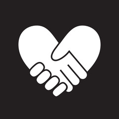 Handshake in form of heart on black background