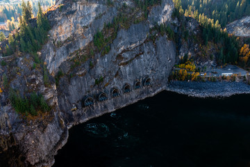 Tunnels for the power lines leading into Boundary Dam, Metaline Falls, Washington. USA