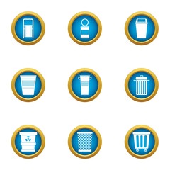 Fototapeta premium Consumption basket icons set. Flat set of 9 consumption basket vector icons for web isolated on white background