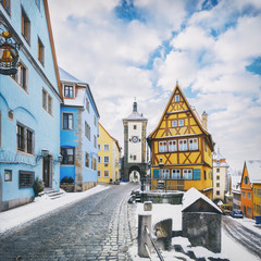 Fototapeta na wymiar Medieval old Rothenburg ob der Tauber in winter