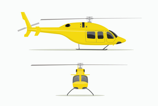 Helicopter isolated. Front and side view. Vector flat style illustration