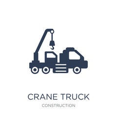 Crane truck icon. Trendy flat vector Crane truck icon on white background from Construction collection