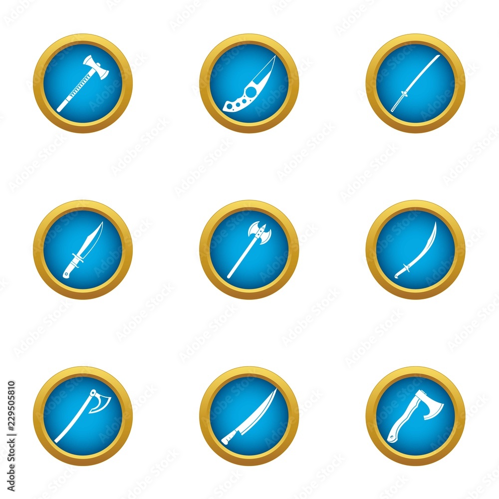 Poster killing tool icons set. flat set of 9 killing tool vector icons for web isolated on white background