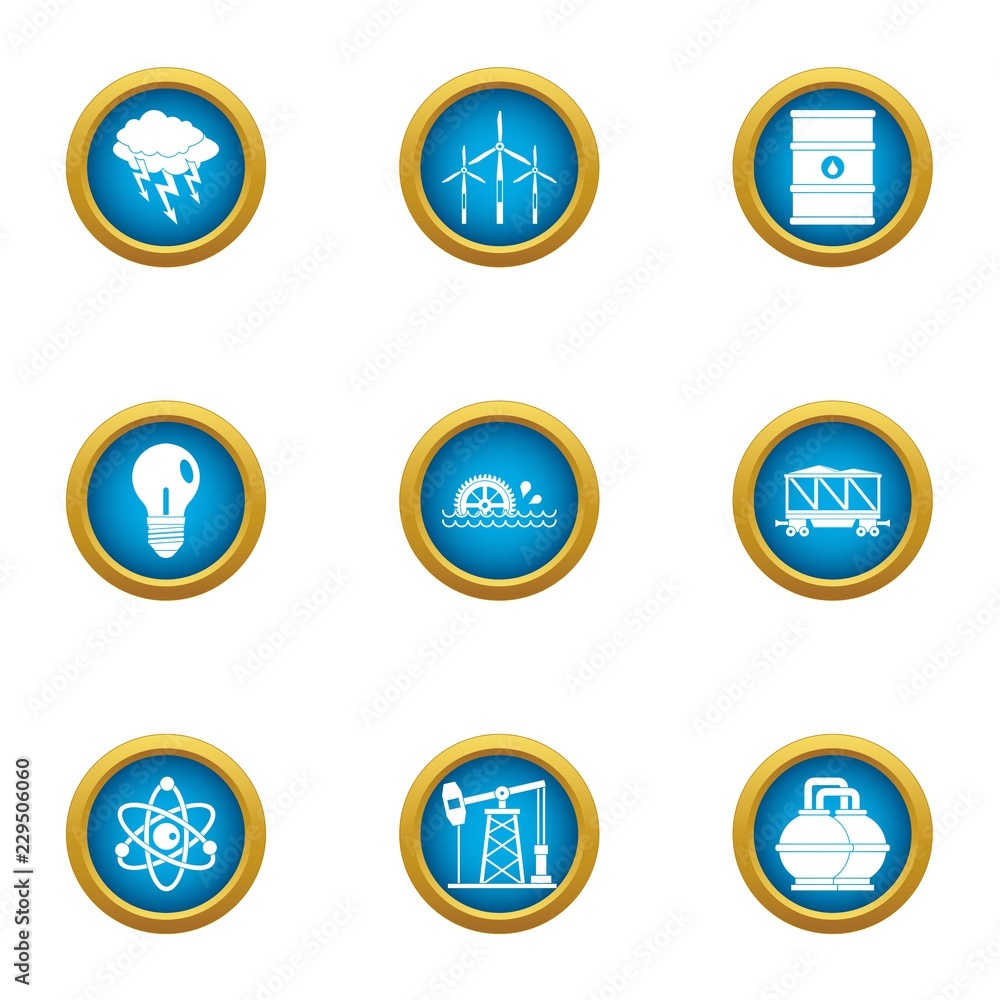 Poster atom icons set. flat set of 9 atom vector icons for web isolated on white background