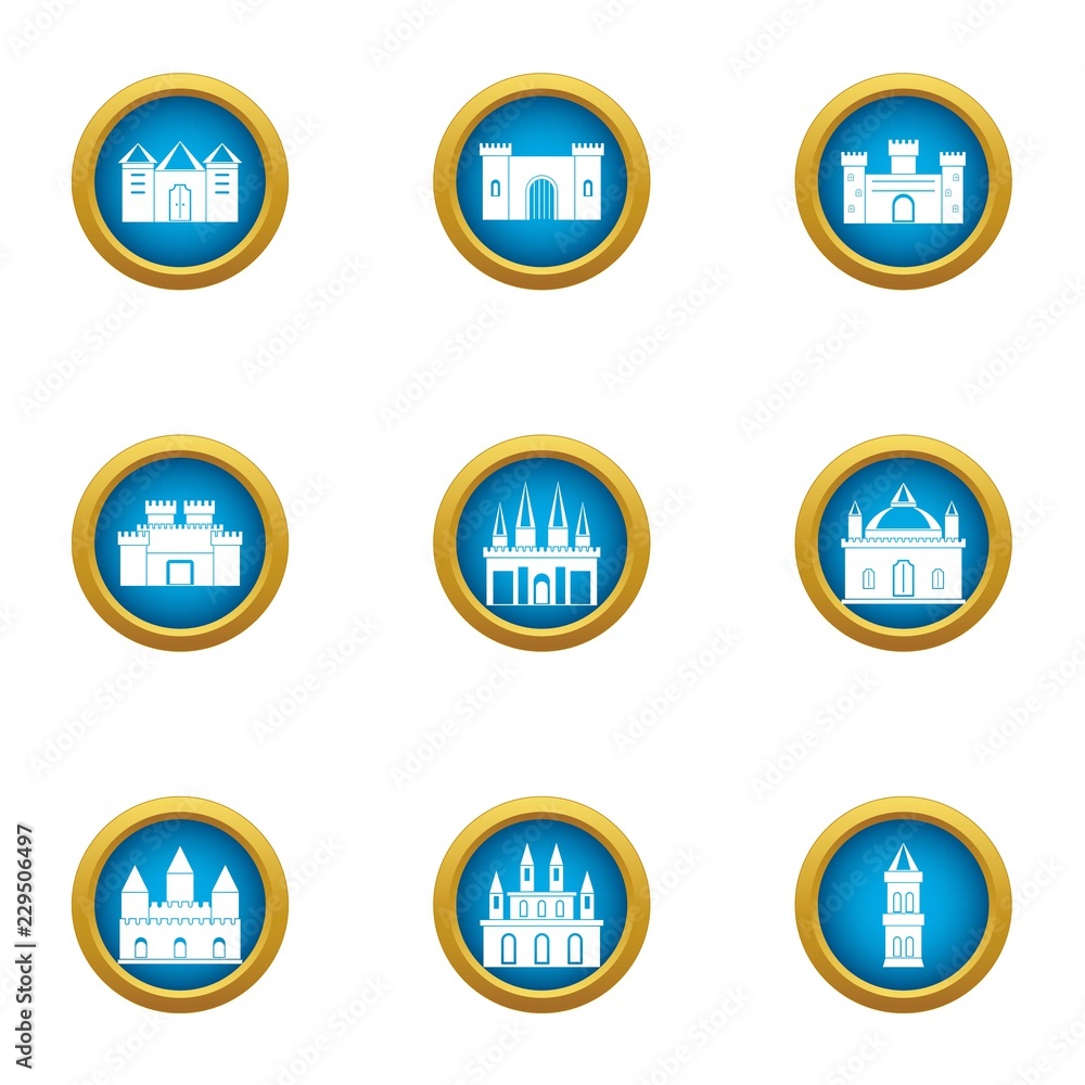 Poster spire icons set. flat set of 9 spire vector icons for web isolated on white background