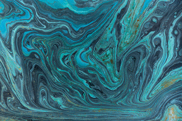 Marble abstract acrylic background. Blue marbling artwork texture.