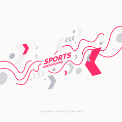 Fototapeta premium Sports poster with dynamic waves. Vector illustration