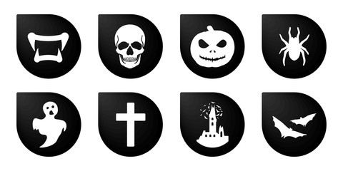 Halloween icons. Funny faces with different emotions. Isolated. Vector illustration.