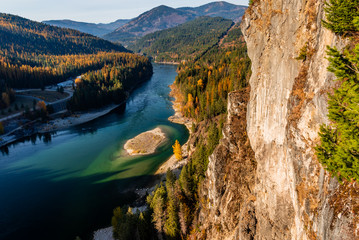 Pend Oreille River at Boundary Dam in Northeastern Washington State. USA.