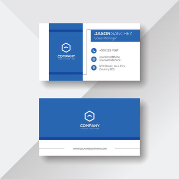 Business Card with Blue Details