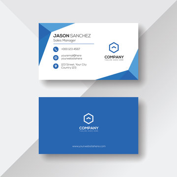 Stylish White and Blue Business Card Template