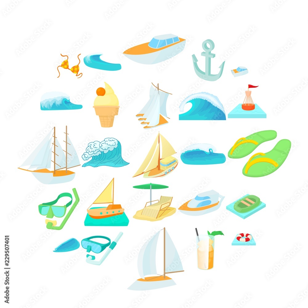 Poster algae icons set. cartoon set of 25 algae vector icons for web isolated on white background