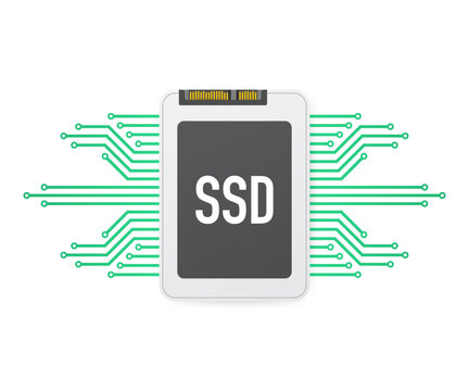 Solid State Drive, ssd polygon, computer device, hard disk. Vector illustration.