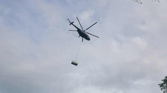 Helicopter in flight