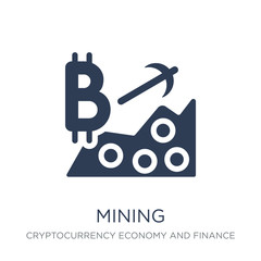 Mining icon. Trendy flat vector Mining icon on white background from Cryptocurrency economy and finance collection