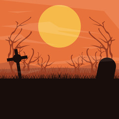 Cemetery dark silhouette