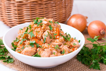 Bulgur with chicken and vegetables