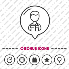 Man with Gift box Icon thin line Bonus Icons. Eps10 Vector.