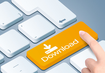 Fototapeta premium Download Tastatur. Finger auf Taste.