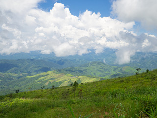 Fototapeta na wymiar Scenic view landscape of mountains in chiangrai province border of Thailand and Myanmar.