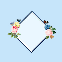 Blank floral frame card illustration