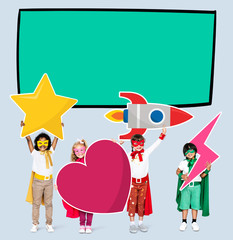 Young superheroes following their dreams