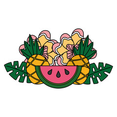 watermelon pineapple flowers tropical summer