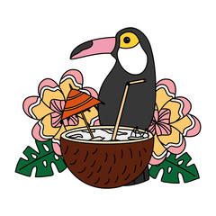 coconut cocktail toucan flower tropical summer © Gstudio