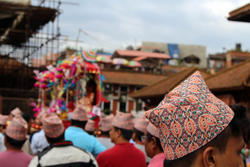 Local Nepali people are having a festival around Patan Durbar Square