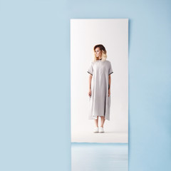 portrait of woman and her reflection