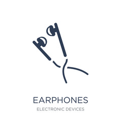 Earphones icon. Trendy flat vector Earphones icon on white backg